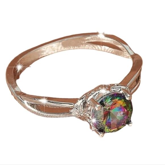 Multi Colors Zirconia Gemstone Ring Size 8 - Picture 5 of 16